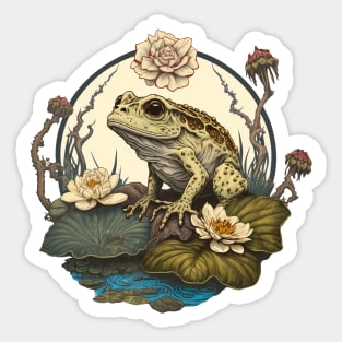 frog in flowers Sticker